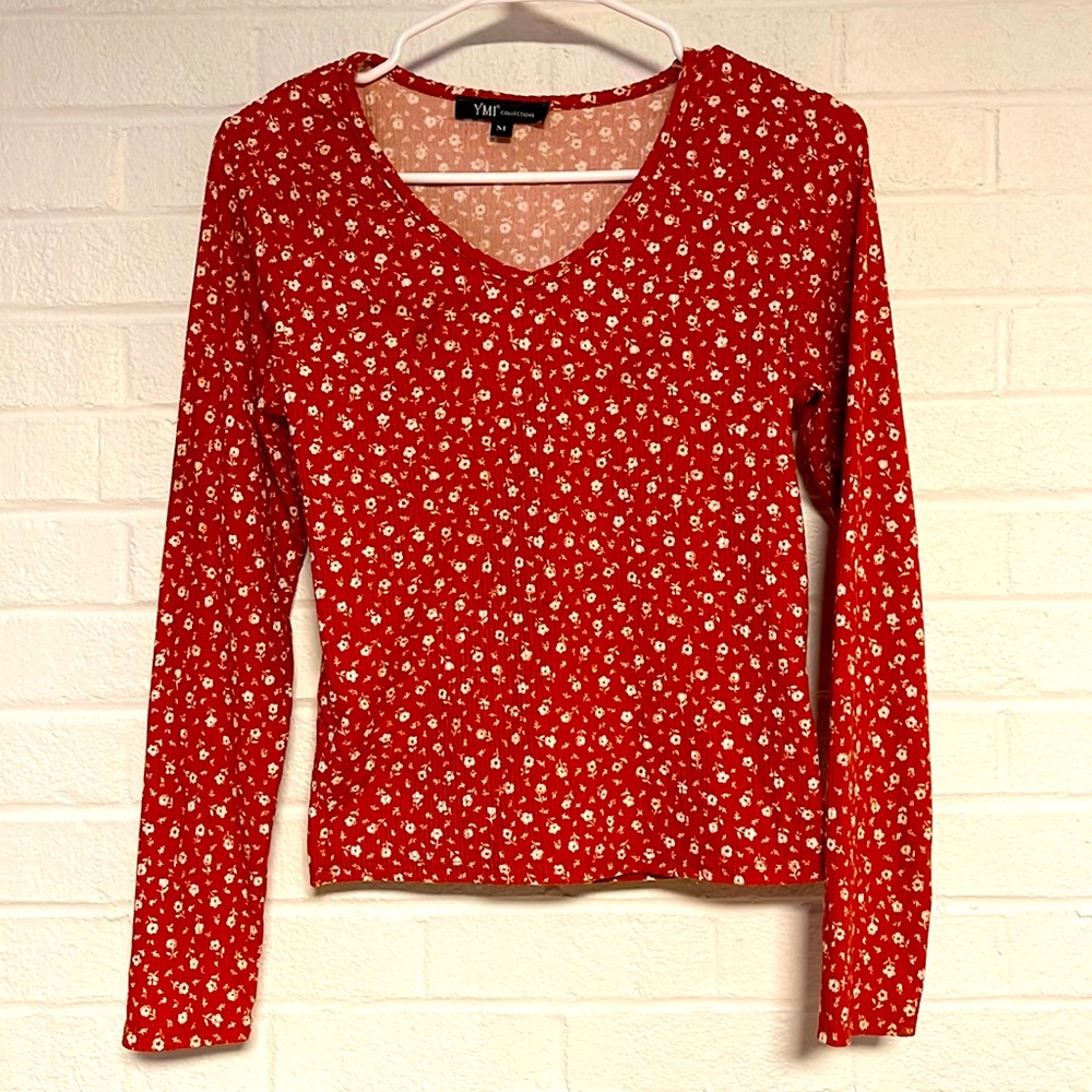 Red Flower Top Ymi Collection